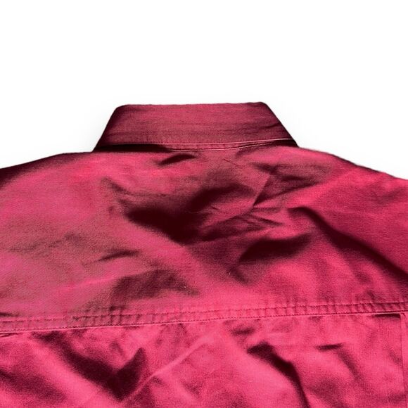 Bugle Boy Vintage Dark Red Long Sleeve Button Up Shirt Logo Pocket Men’s Size M - Picture 6 of 8